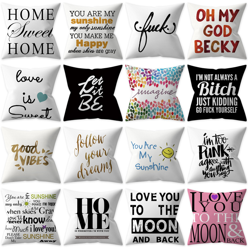 

Letters Pillowcover 45x45 Cotton Linen Decorative Throw Pillows Cushion Cover Home Decor Sofa Living Room Pillow Cases, 017