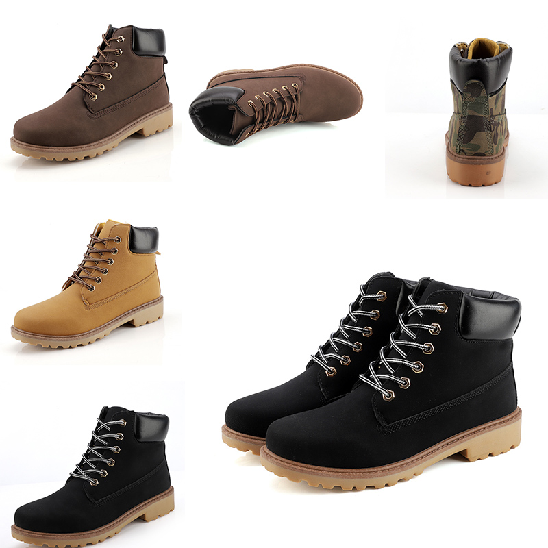 

Top Quality Fashion Leather Designer boots Men boots Camouflage black brown boots winter autumn Homemade brand Made in China size 39-44