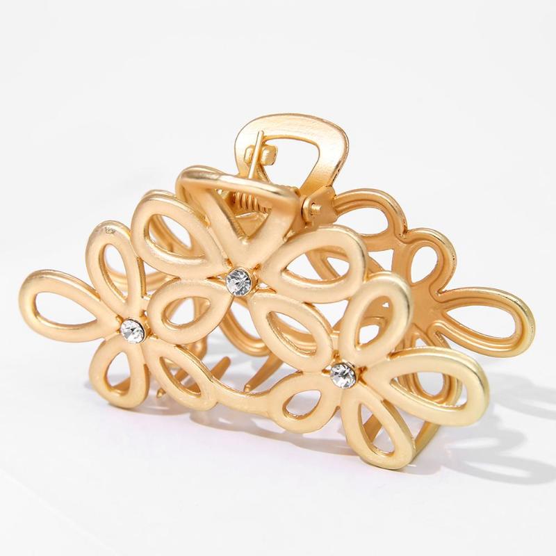 

M MISM Elegant Flowers Hollow Alloy Hair Claw Modis Style Acetate Hair Accessories Elegant Big Size Clip For Women