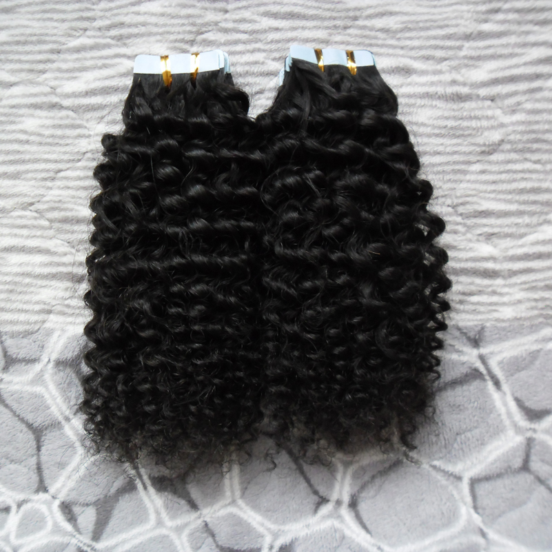 

kinky curly Tape In Hair Extension 100% Human Hair 100G 40PCS Remy European Natura Hair Tape In, #27 strawberry blonde