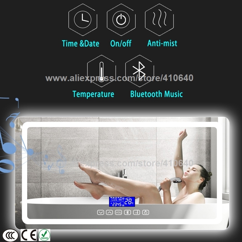 Washroom LED Light Mirror Touch Switch System Time Date Temperature Display AND ANTI MIST for Cabinet Mirror Refurbishment-image-463759257