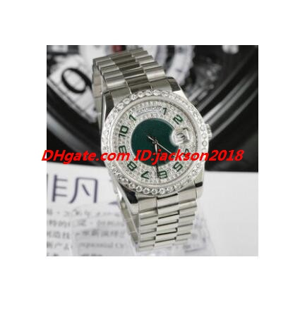 

new style luxury watch 3 style mens 38mm s.steel full diamond pave dial watch 118348 automatic fashion men's watches wristwatch, Slivery;brown