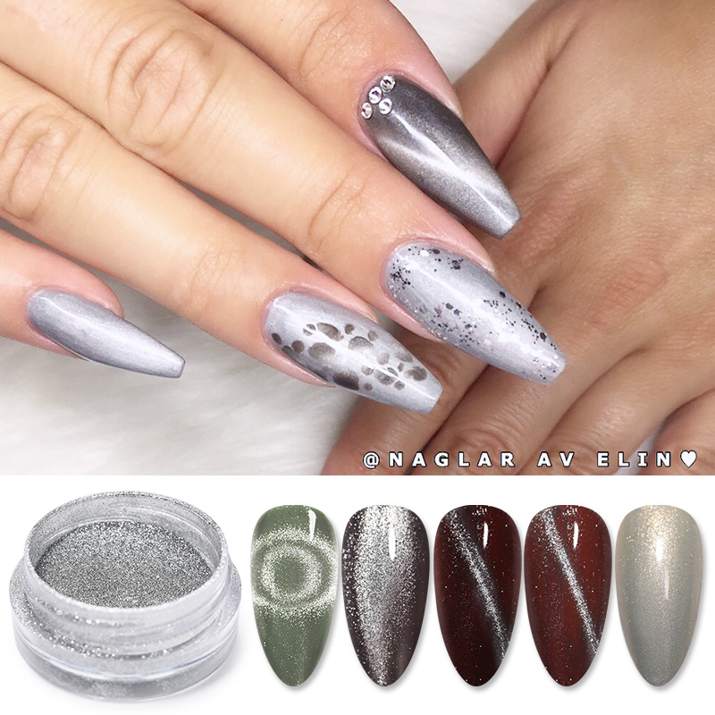 

9D Cat Eye Nail Art Glitter Chameleon Cat Eye Nail Glitter Powder Holography UV Gel Magnet Art Decoration Pigment