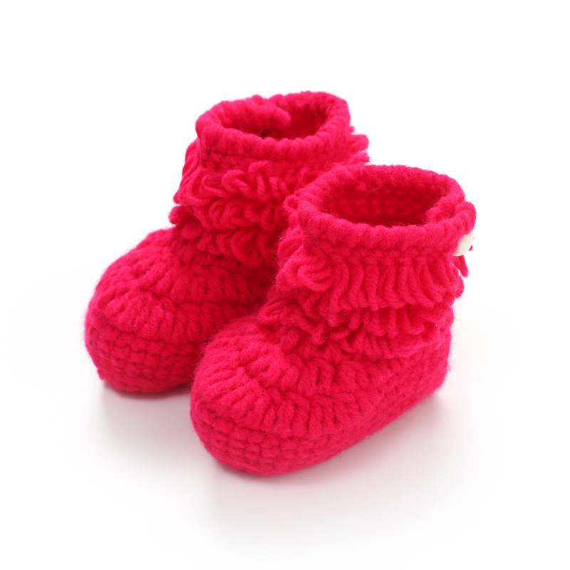 

New Fashion Baby Crib Shoes Crochet Knit Fleece Boots For Boys&Girls Lovely Warm Infants Socks Handmade Wool Boots