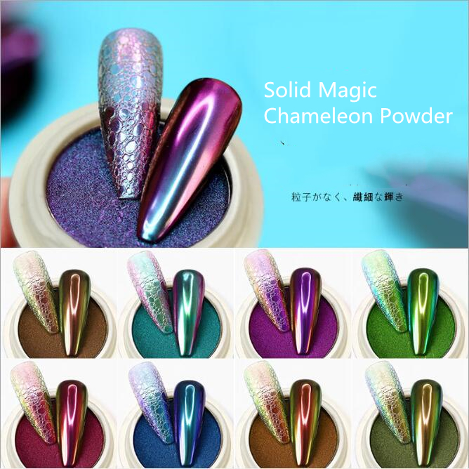 

2020HOT! High Grade Solid Chameleon powder Nail Solid Magic Bubble Mirror Pigment Nail Powder Shining Chrome Decoration Polish
