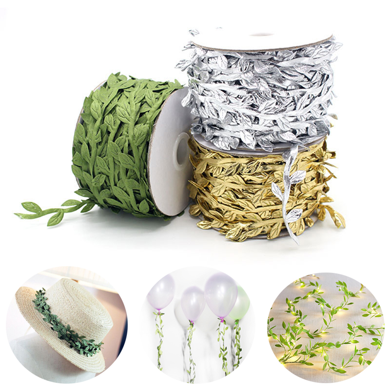

30M Artificial Leaves Gold Sliver Nature Rattan Fake Foliage DIY Wreath Garland For Wedding Home Decoration, Silver