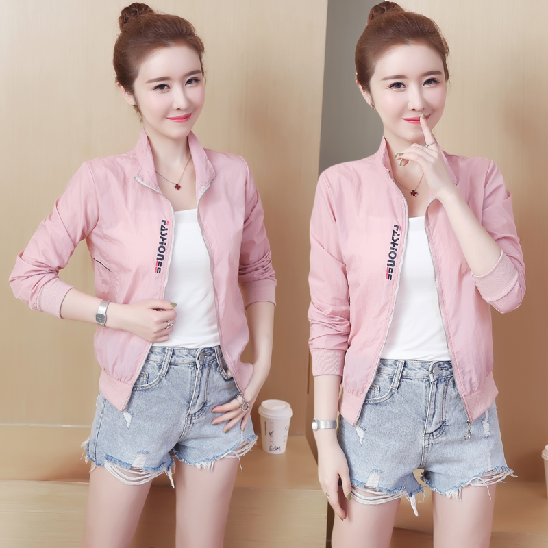 

Fashion Transparent Thin White Baseball Short Jacket Women New Casual Yellow Bomber Tops Sports Outdoor Cardigan Breathable Coat, Pink