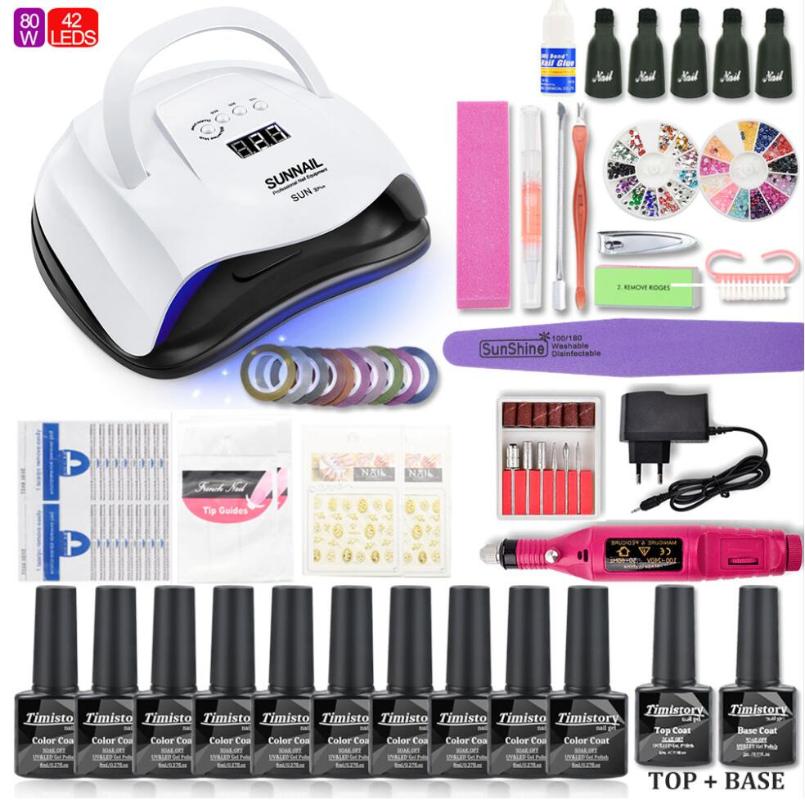 

Nail Set Gel Nail Polish Kit UV LED Lamp Dryer 10pcs Gel Polish Manicure Tools Set UV Extension Kit Art Tools