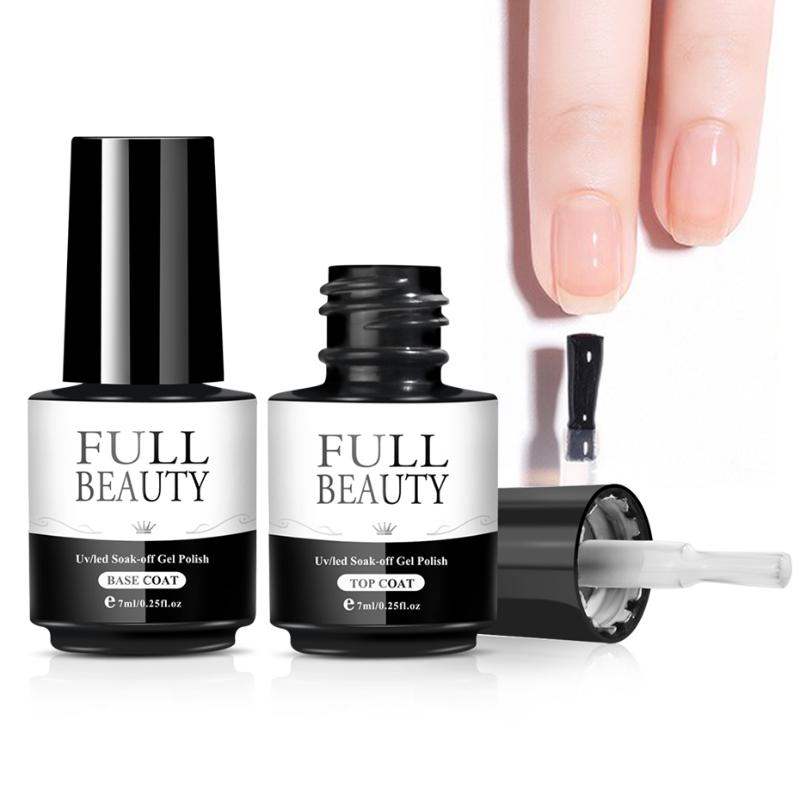 

7ml UV Gel Nail Polish No Wipe Top Coat Base Coat Transparent Soak Off Long Lasting Lacquer Foundation Varnish Tool SA1571-2, 62
