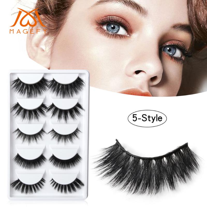 

Makeup 5Pair 3D False Lashes Fluffy Strip Eye Mix lashes Natural Party 3d mink magnetic eyelashes make up D324