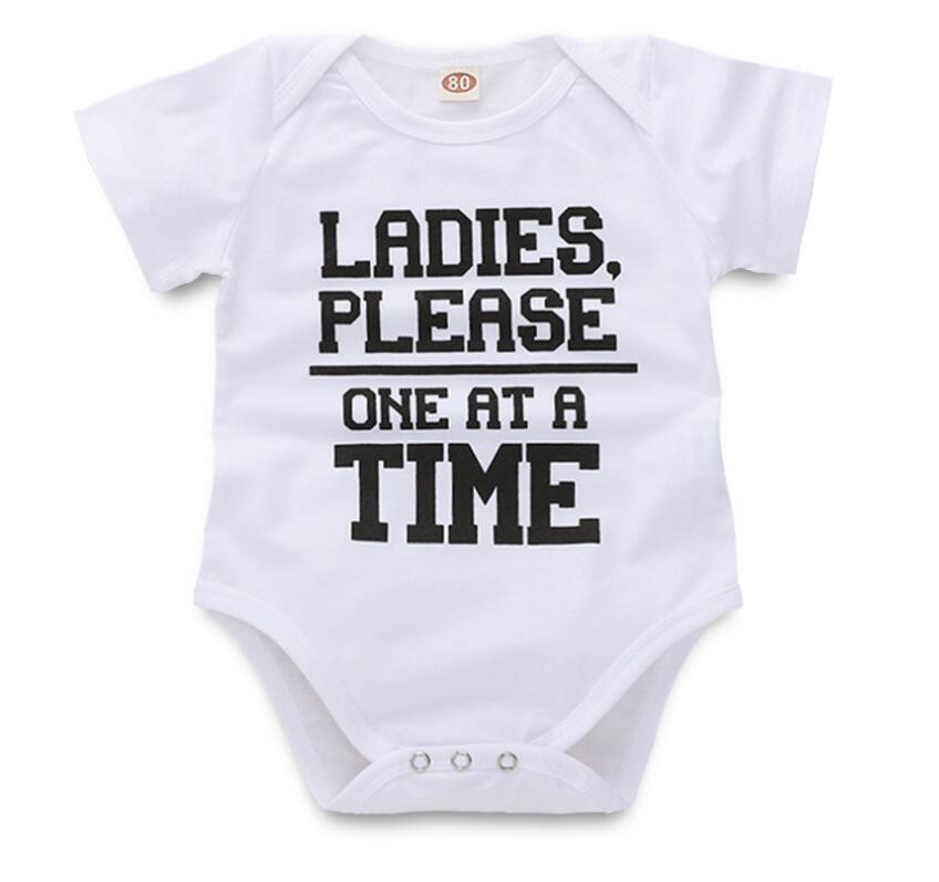 

Baby Ladies Letter Print Short Sleeve White Romper Baby Infant Jumpsuit Kids Clothes One Piece Bodysuit ZHT 157, As picture