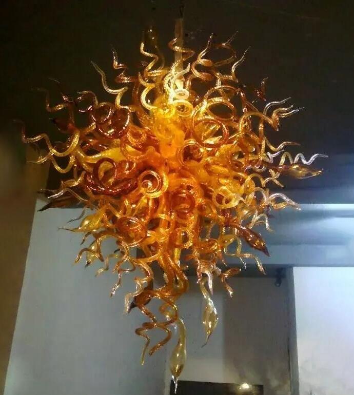 

Conference Room Chandelier Antique Lighting Fixtures Hotels LED Light Source Amber 100% Handmade Blown Glass Chandelier 40 Inches High