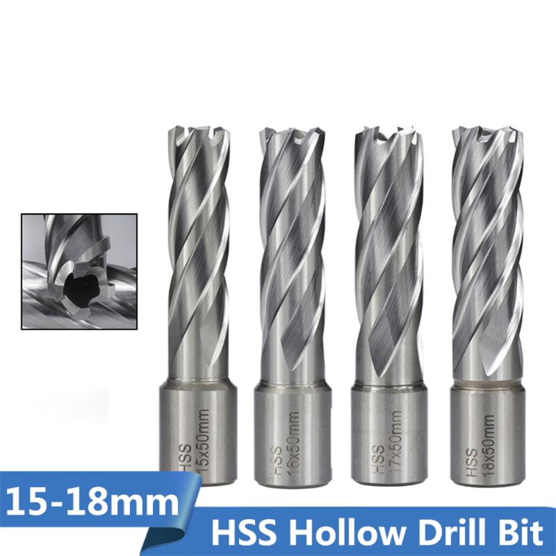 

50mm Length HSS Hollow Drill Bit Weldon Shank Magnetic Drill Bit Metal Hole Cutter Core 15/16/17/18mm