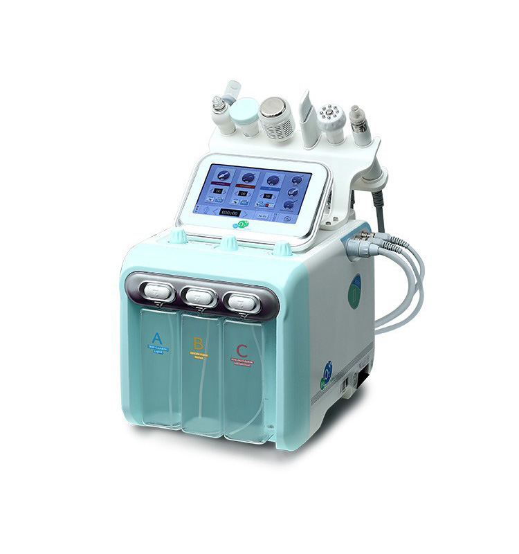 6 in 1 facial skin care device ultrasonic skin scrubber microdermabrasion oxygen jet peel radio frequency face lift beauty machine-image-477943299