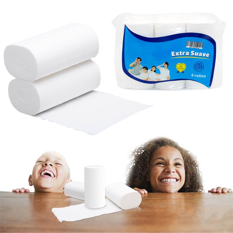 

12 Rolls Toilet Paper 3 Layers Paper Bathroom Toilet Kitchen Tissue Cleaning Wood Pulp Strong Water Absorption