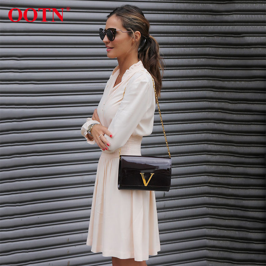 

OOTN Tunic Dress Women Female Ruffle Elastic Mini Dresses Long Sleeve Flare Dress Short Ladies Autumn Winter Casual Streetwear, Beige