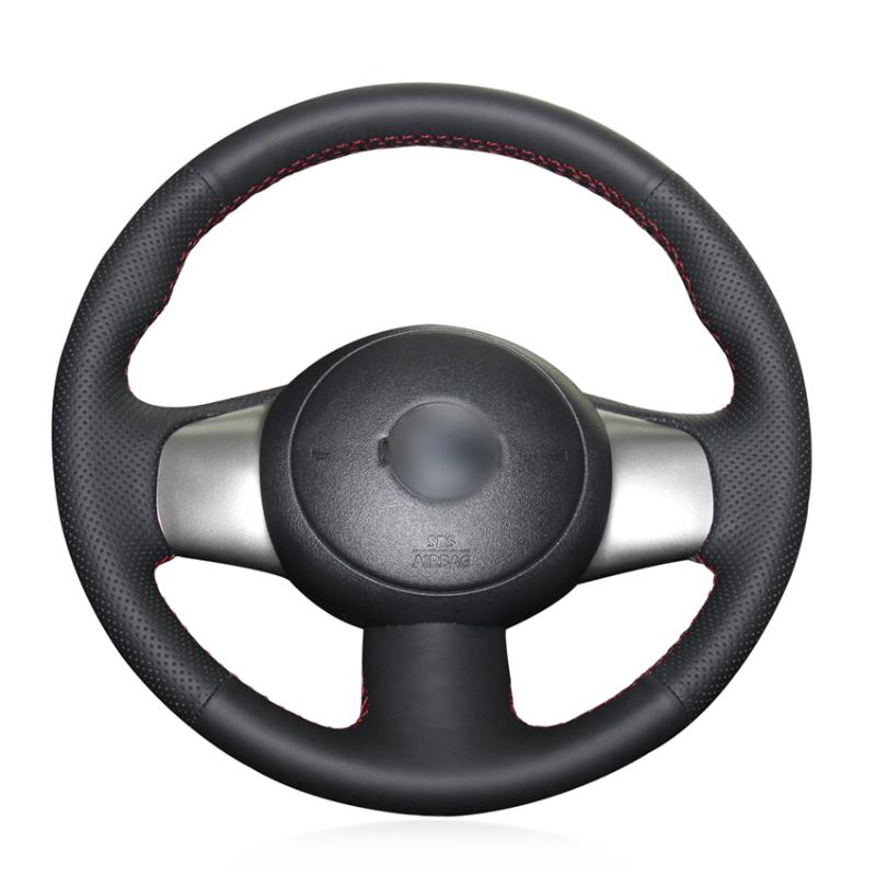 

Hand Sew Black Genuine Leather Car Steering Wheel Cover for March 2010-2015 Sunny 2011-2013 Versa 2012-2014