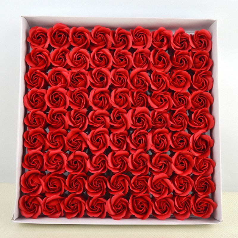 

81PC simulation rose flower jewelry without base three-layer soap flower teacher's day jewelry gift box, Blue