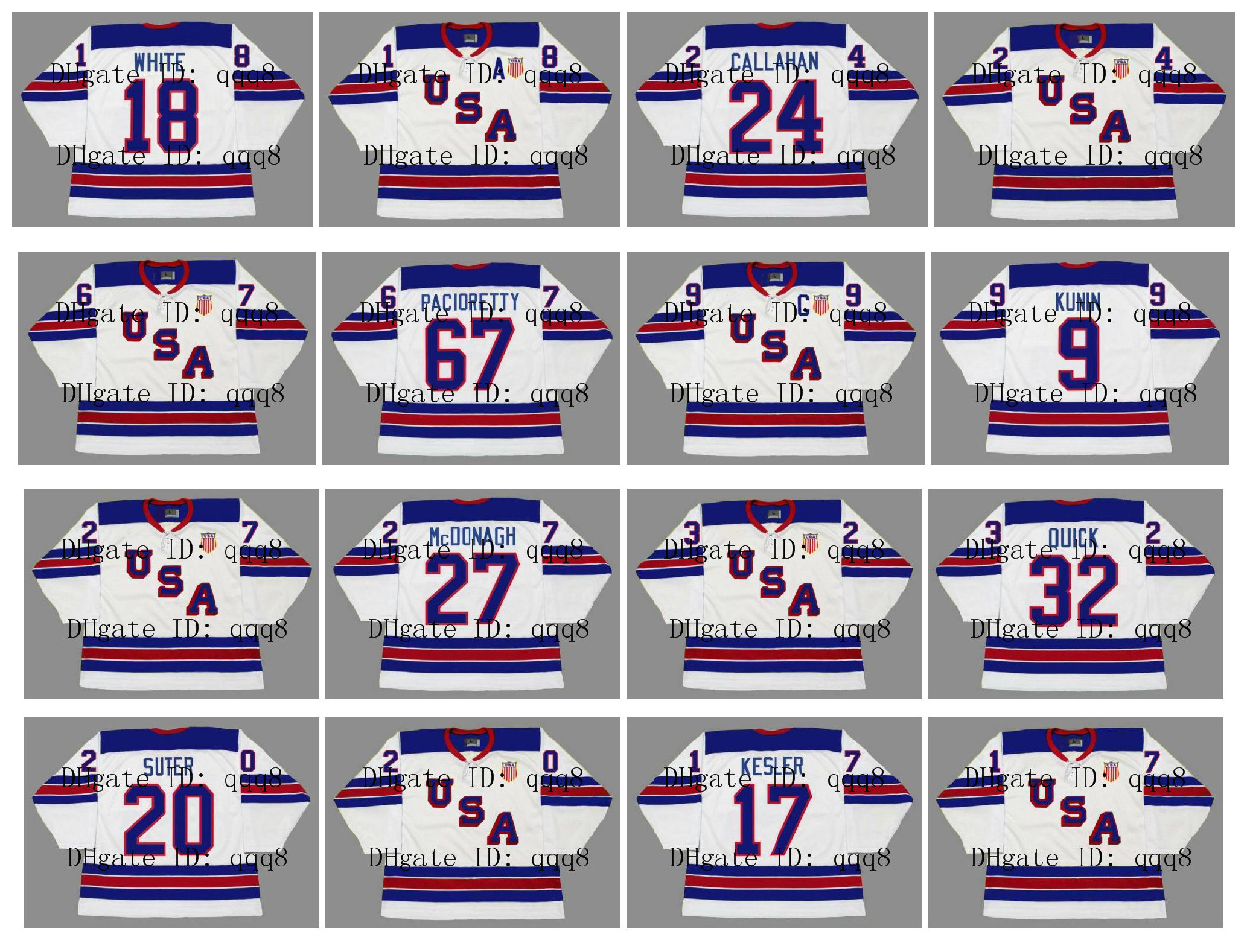 

2010 2014 2016 Vintage Team USA Jersey 20 RYAN SUTER 17 RYAN KESLER 27 RYAN McDONAGH 32 JONATHAN QUICK 9 LUKE KUNIN White Custom Hockey, As pic