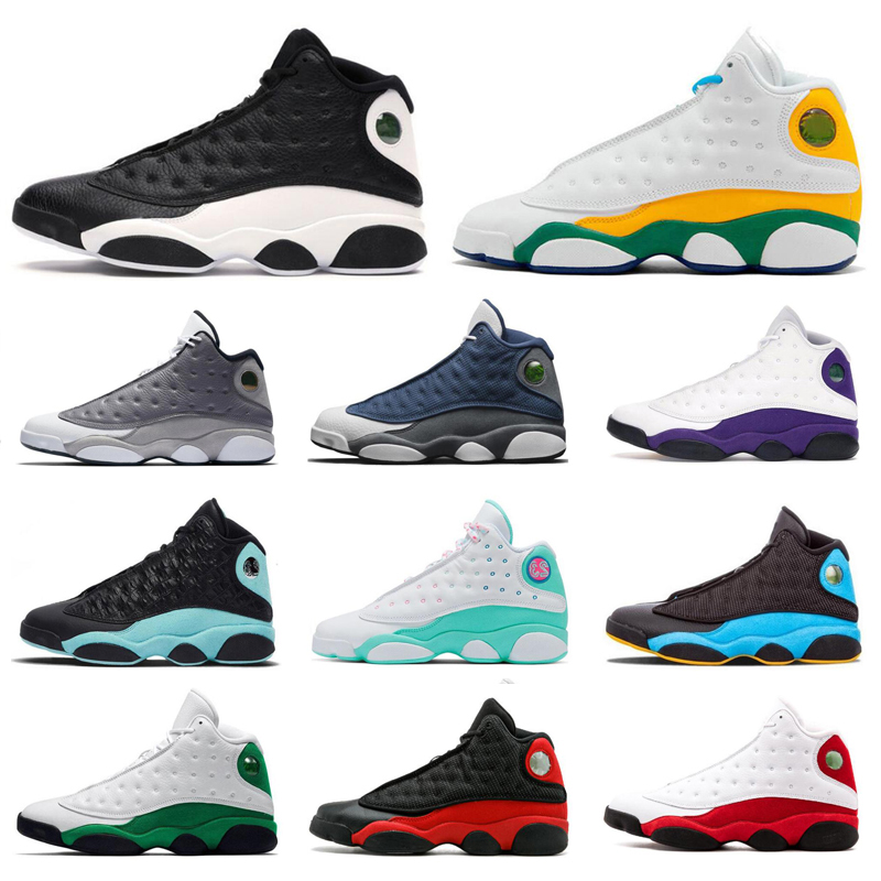 

Hot sale 13 13s men basketball shoes Reverse He Got Game Playground Flint Bred Atmosphere grey Island Green Mens sports Sneakers 7-13, Black cat
