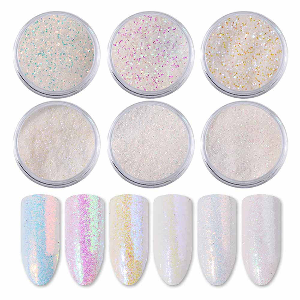 

New OutTop 1PC Mirror Nail Powder Neon Mirror glitter Effect Rainbow Crystal Opal Fashion Glitter Dust Powder nail art