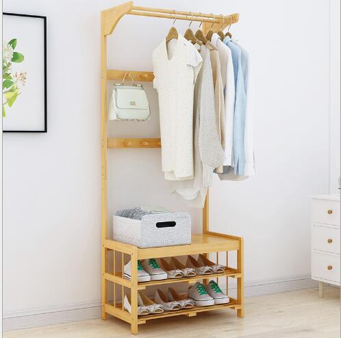 Hat rack Hallstand Change the footstool at the door clothes hanger landing bedroom multi-functional bamboo clothes hanger-image-473809822