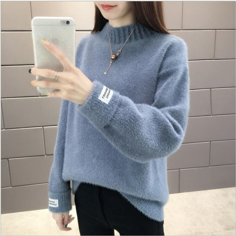 

2019 O neck Sweater Women Autumn Winter Sweater Solid Kintted Long Sleeve Pullovers Sexy Womens Jumper Pull Femme F109, Red