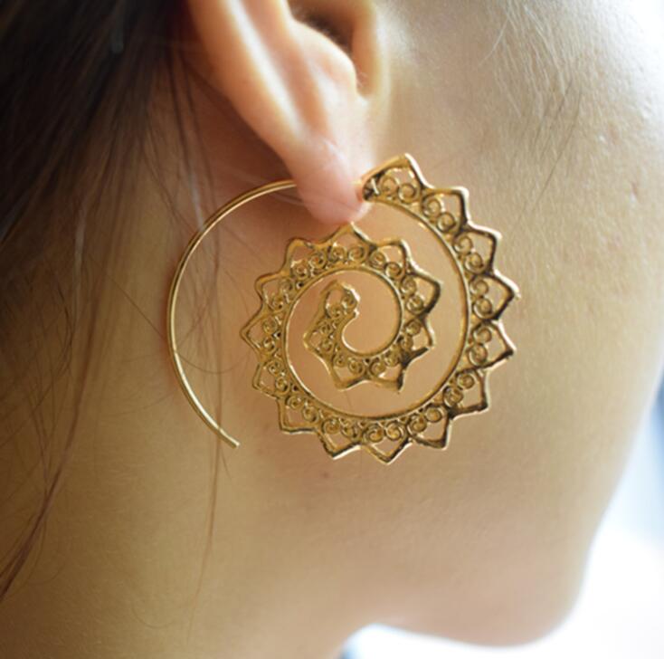 

Spiral Hoop Earrings Set Vintage Tribal Swirl Earrings for Girls Women Gold and silver color free shipping