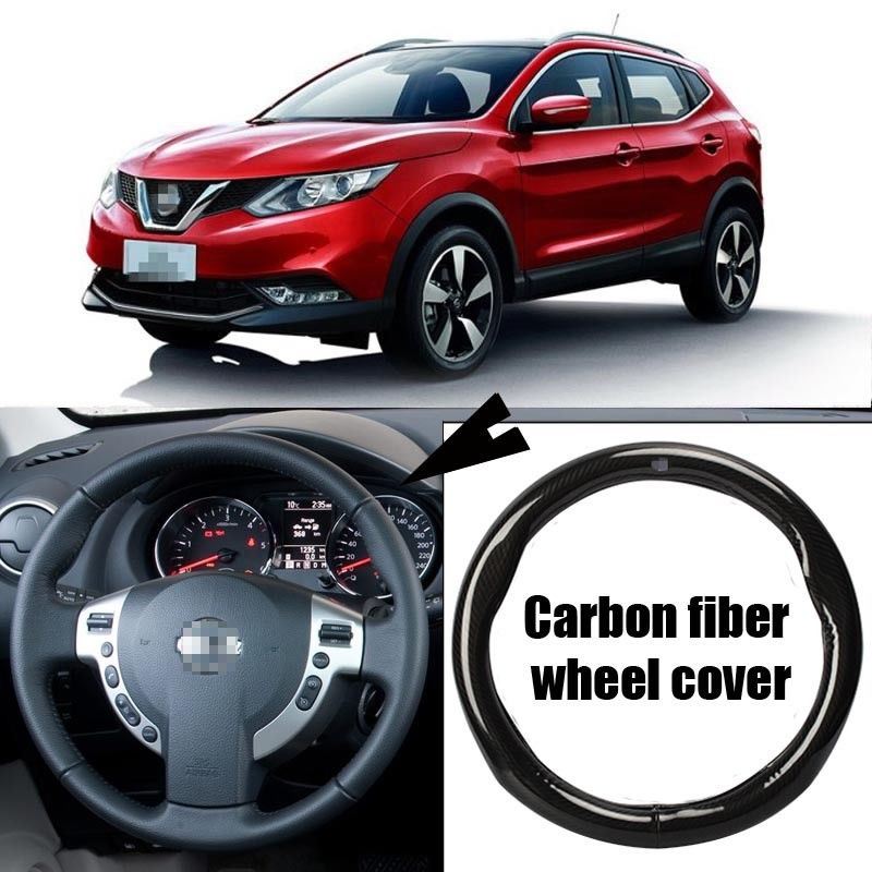 For Nissan Qashqai Carbon Fiber Leather Steering Wheel Cover Sport Racing Black-image-454741334