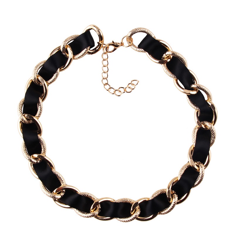 

Wholesale- designer luxury exaggerated geometry multi metal circles satin braided collar choker statement necklace for woman