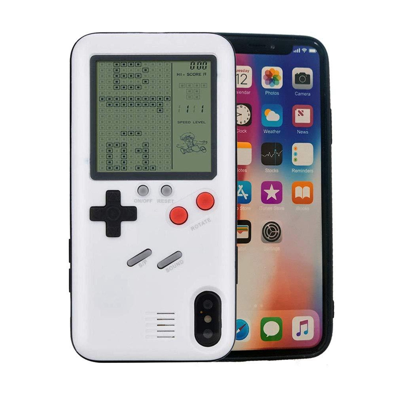 

RetroTetris Games Console Phone Case For iPhone 12 11 Pro Max Xs Max Xr 6S 7 8 Plus TPU Scratch-resistant Gameboy Phone Case, White