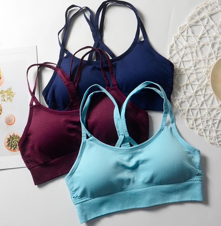 

Women Seamless Sports Bra Running Back Cross Strappy Yoga Bra With Removable Pads Brassiere Sport Energy Fitness Tops Sportswear, Green