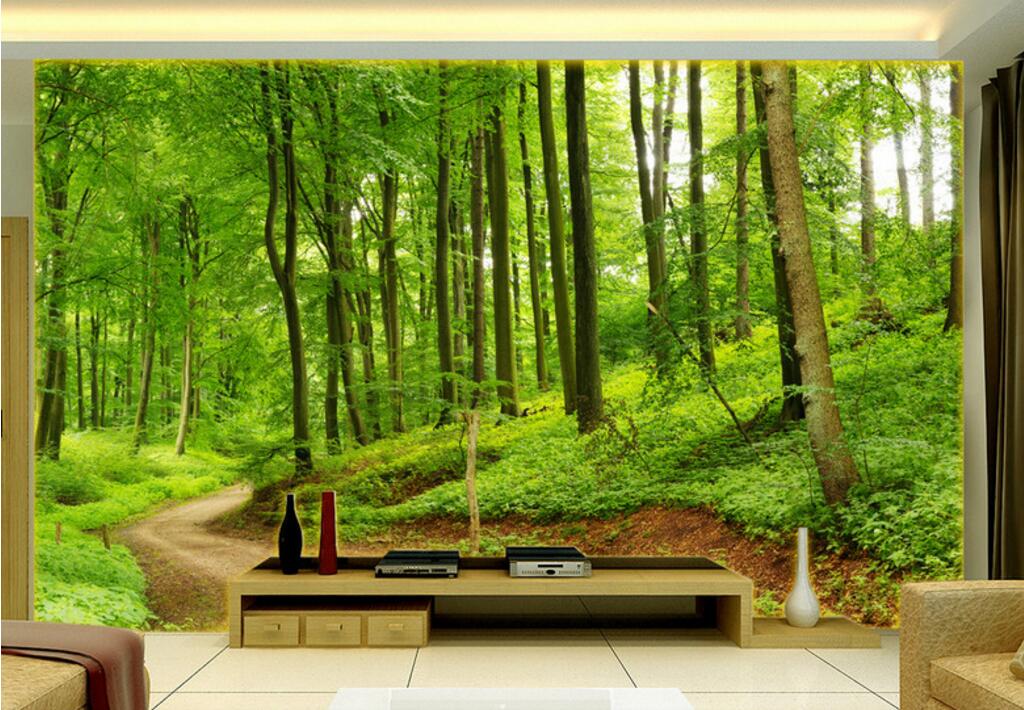 

WDBH 3d wallpaper custom photo on a wall Green tree trail landscape background home decor living room 3d wall murals wallpaper for walls 3 d, Non-woven wallpaper