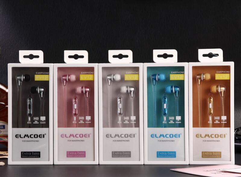 

elmcoei earphones EV122 EV117 EV110 EV121 EV113 Earphone Sports Mic Headphones In-Ear Stereo headset super bass with retail, Mixed color