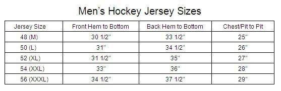 Reebok Ccm Jersey Size Chart