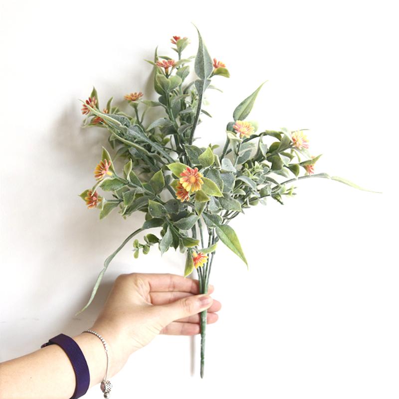 

4 Forks/Bouquet Chrysanthemum Artificial Orange Leaf Simulation Plants Home Balcony Garden Landscape Decoration Accessories