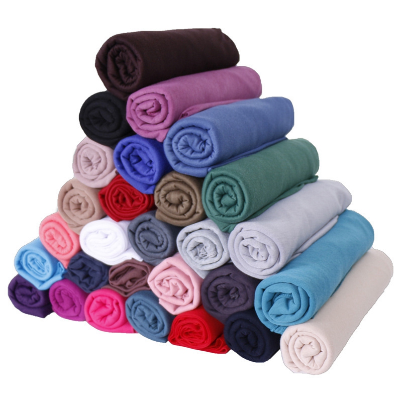 

Women Muslim Scarf Fashion Long Solid Colors Turban Outdoor Soft Lady Head Wraps Shawl 35 Colors TTA1572