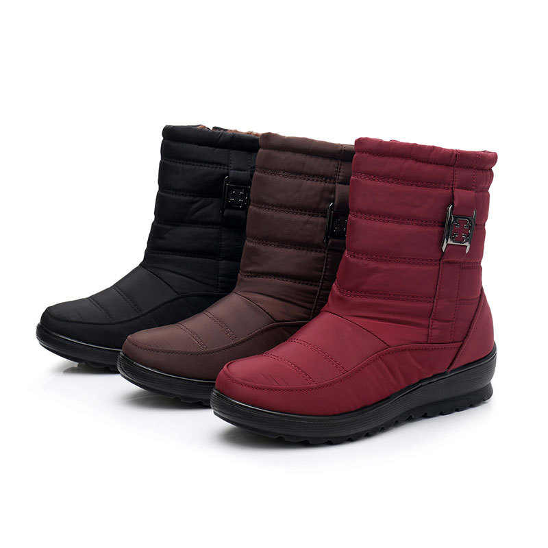 

Snow boots women 2022 NEW fashion solid casual shoes woman winter ankle boots women shoes warm round toe zipper shoes, Red