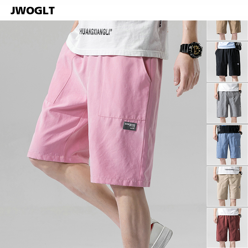 

New Summer Casual Shorts Men's Korean Fashion Elastic Waist Sweat Harajuku Man Black Pink Khaki Jogger Shorts M-3XL, Blue