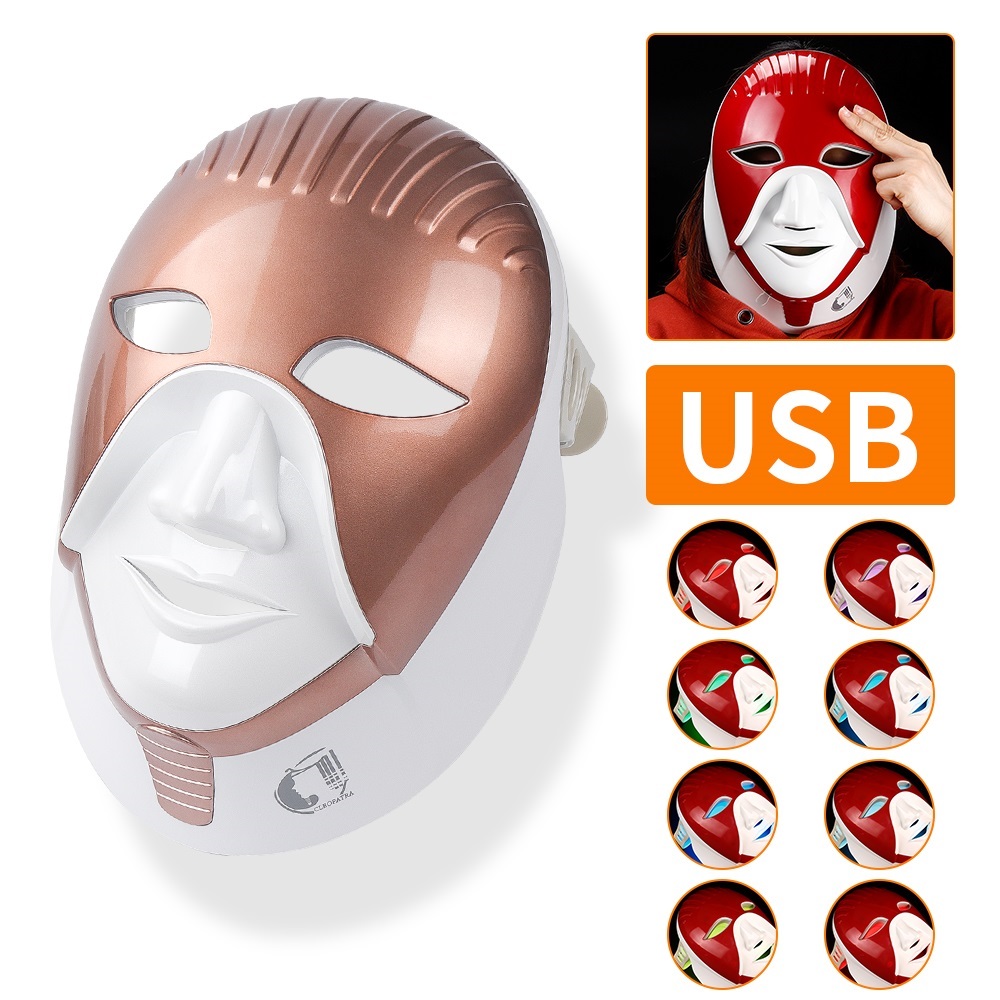 

Rechargeable 7 Colors Led Mask For Skin Care Led Facial Mask With Neck Egypt Style Photon Therapy Face Beauty