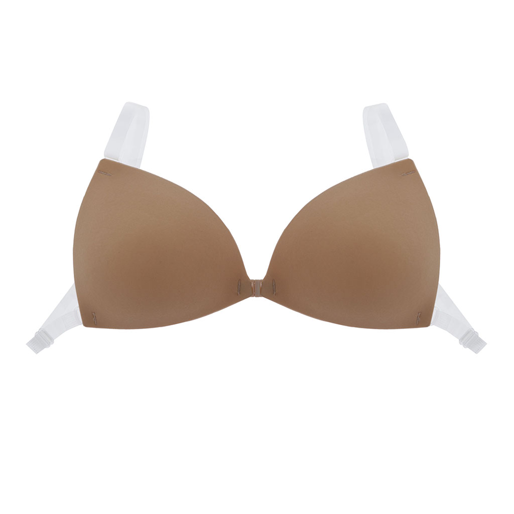 

Womens Silicone Strapless Bra Invisible Clear Cross Back Straps Push Up Bra
