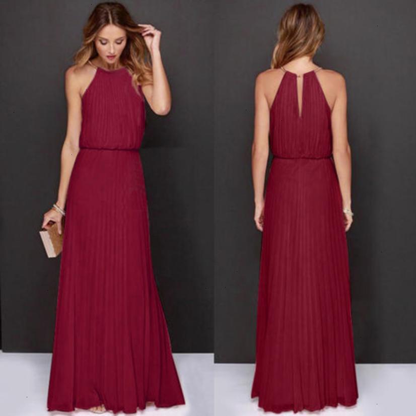 Fashion Dress Womens Formal Chiffon Sleeveless Halter Dress Prom