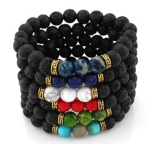 

6 Designs Lava Rock Beads Charms Bracelets Women s Essential Oil Diffuser Natural stone Beaded Bangle For Men s Chakra Crafts Jewelry GB1641