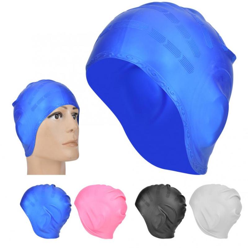 

1Pc Women Swimming Cap Silicone Hat Stretchy Comfortable Long Hair Ear Protector Cap Swimming Pool Women Bathing