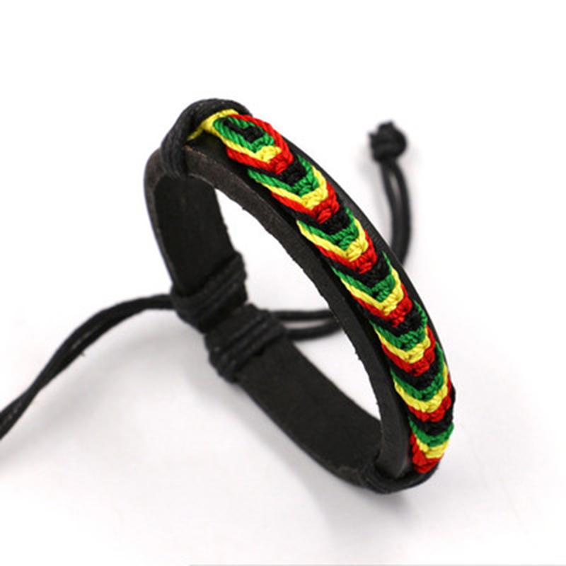 

Party Jamaica Reggae Rainbow Rope Handmade Knit Leather Bracelets Jewelry Unisex Hippie Cuff Bracelet Wristband Infinity Bracelets