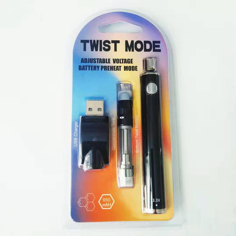 

Twist Mode E Cigarette Kit 650mAh eGo Twist VV Battery Vape Pen Mod 0.5ml 1.0ml Cartridge Wireless USB Charger Thick Oil, Multi