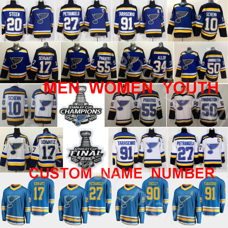 

2019 Stanley Cup Finals Champions St Louis Blues Jersey Vladimir Tarasenko Jaden Schwartz Binnington Alex Pietrangelo Ryan Colton Parayko, Women