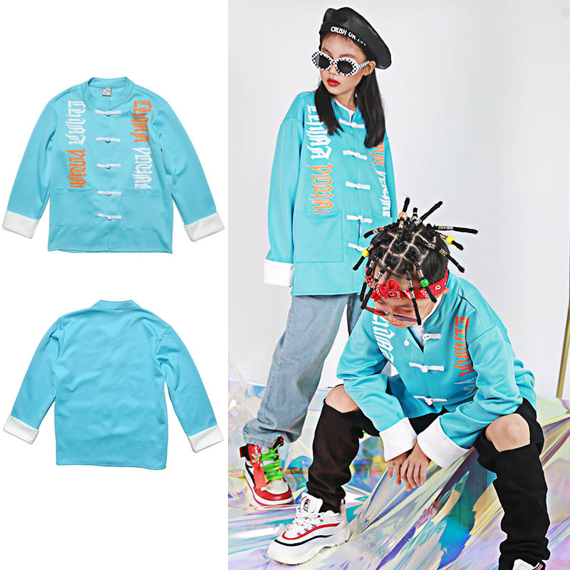 

Kid Hip Hop Clothing Blue Tops Pants Boys Chinese Costume Jazz Dance Wear Costumes Tang Suit Stage Ballroom Clothes Wear DQS1549, Jeans