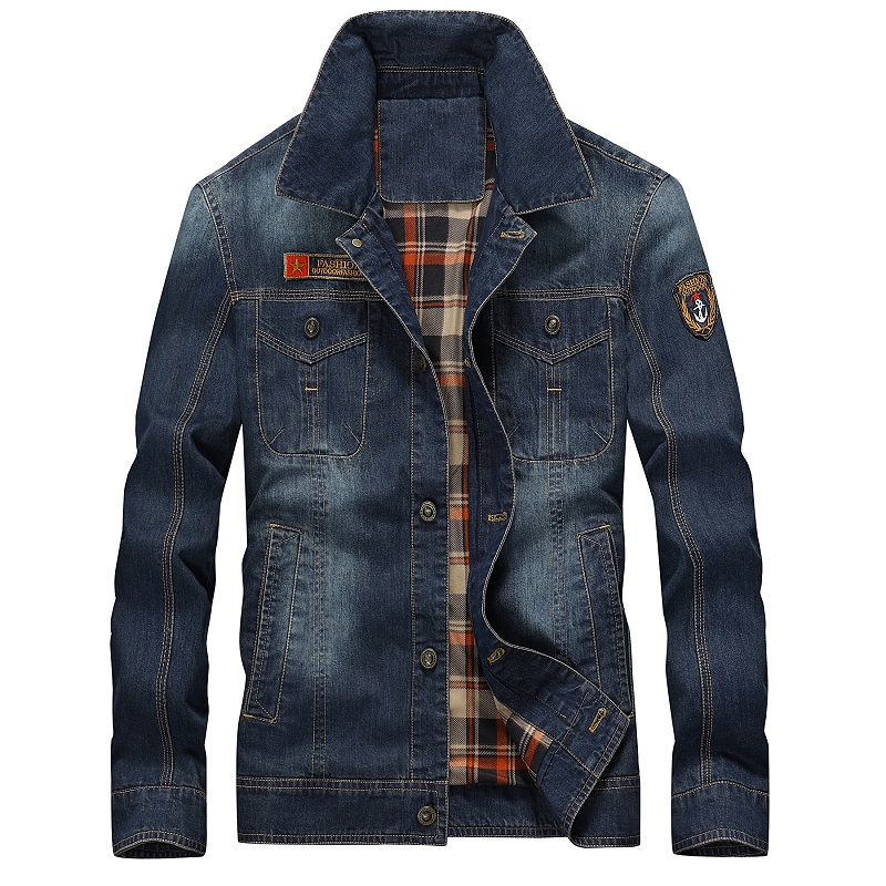 

Spring Mens Denim Jacket Trendy Fashion Ripped Denim Jacket Mens Jean Jackets Male Bomber Windbreaker Cowboy Coats 4XL, Blue