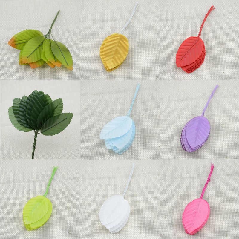 

100pcs free shipping artificial flowers simulation rose leaf gold leaf leaves fake silk flower floral decoration home, Green